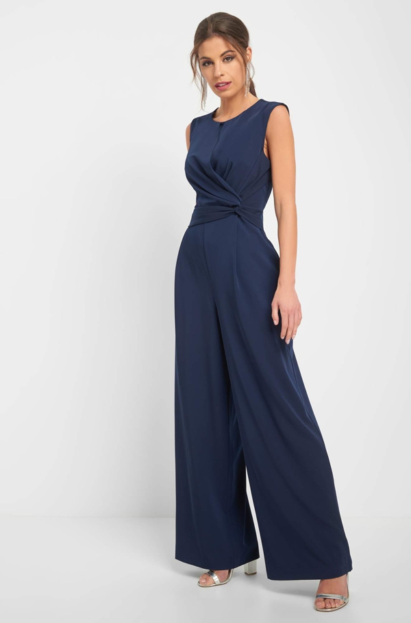 Langer eleganter Jumpsuit blau Hochzeit Brautjungfernkleid Orsay