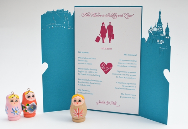 Zweisprachige Hochzeitseinladung deutsch russisch Sonja Bührke die exklusiven einladungskarten